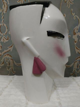 Lindsey B Balkweill Myng Inspired Ceramic Head Bust Art Deco Vintage 80s White 4