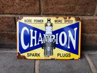 Vintage Champion Spark Plugs Porcelain Enamel Sign