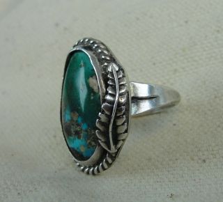 Vintage old pawn sterling silver turquoise ring size 7 2