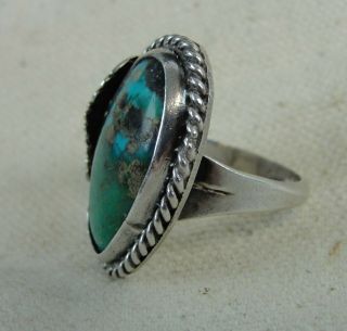 Vintage old pawn sterling silver turquoise ring size 7 3
