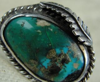 Vintage old pawn sterling silver turquoise ring size 7 5