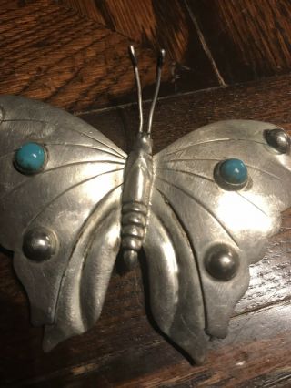 Vintage Mexican Sterling Silver BUTTERFLY pin BROOCH Hand Crafted jewelry 2