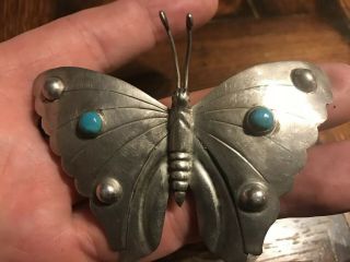 Vintage Mexican Sterling Silver BUTTERFLY pin BROOCH Hand Crafted jewelry 3