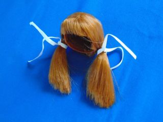 Vintage Barbie Wig Wardrobe Midge Titian Wig Pigtail & Ribbons Orig Owner