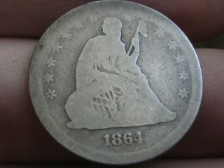 1864 Seated Liberty Quarter - Rare Low Mintage Coin