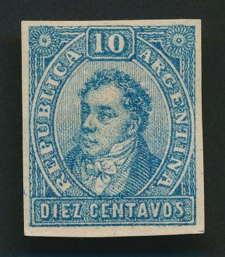 RARE ARGENTINA STAMPS 1863 1864 RIVADAVIA UNADOPTED DESIGN,  INC 15c MOG,  VF 10