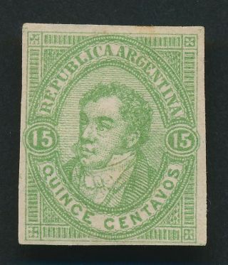 RARE ARGENTINA STAMPS 1863 1864 RIVADAVIA UNADOPTED DESIGN,  INC 15c MOG,  VF 8