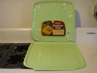 Vintage Rubbermaid Sink Dish Drainer Draining Mat Set Avocado Green,  Retro 1975