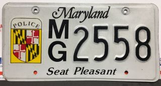Vintage Seat Pleasant Police Maryland License Plate State Patrol Sheriff Govt