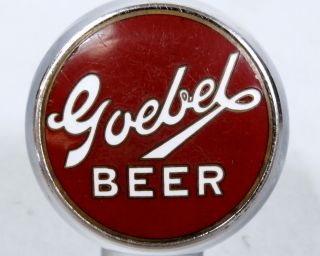 VTG Goebel Beer Ball Tap Knob Handle Chrome Porcelain Red White Robbins Detroit 2