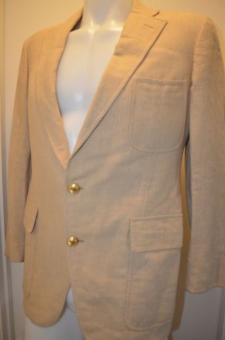 Ralph Lauren Linen Gold Polo 41r M Suit Jacket Sport Coat Usa Union Vtg 70s 80s