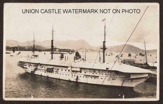 Rare Real Photo Postcard Size Base Ship Hms Tamar 1863 Hong Kong China C1926