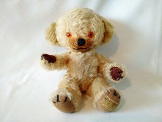 Vintage Old Merrythought Cheeky Mohair Teddy Bear With Bells,  1960s,  9 " Tall