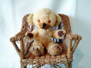 Vintage old Merrythought Cheeky mohair teddy bear with bells,  1960s,  9 