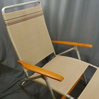 Vtg Chaise Lounge Folding Pool Chair Wood Arms Telescoping Furn Co Made In Usa