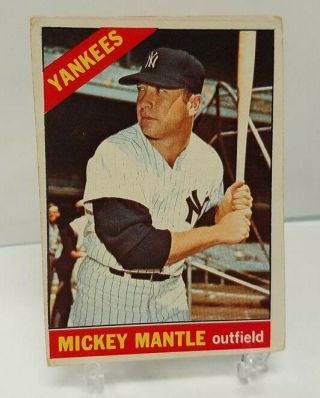 Mickey Mantle 1966 Topps 50 Baseball Card Vintage