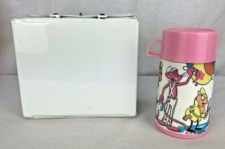 Vintage Aladdin THE PINK PANTHER 1980 White Vinyl Lunchbox With Thermos 2