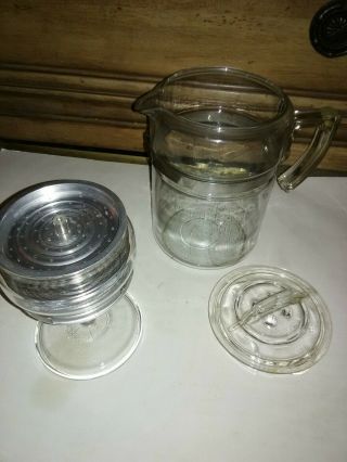 Vintage Pyrex 9 Cup Flameware Stove Top Coffee Pot Percolator 7829 - B Complete