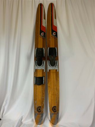 Vintage Dick Pope Jr.  Cypress Gardens Wooden Water Skis 67”