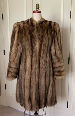 Vintage 1948 Fisher Fitch Blended Skunk Fur Coat Fits Small Med Orig Paperwork