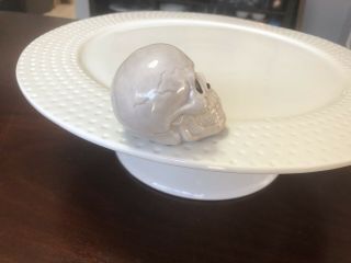 Nora Fleming Gray Skull Mini - Retired & Rare.  Cake Stand NOT. 2