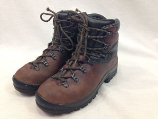 Vtg Scarpa Hiking Trail Boots Shoes Womens 8.  5 Brown Leather Lace Up Italy