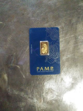 5 Gram Gold Bar - Pamp Suisse - Rare Lady Fortuna - 999.  9 Fine Gold