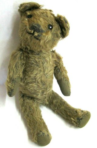 Antique Straw Stuffed Mohair Jointed Teddy Bear 14 " Long Steiff? American Bear?