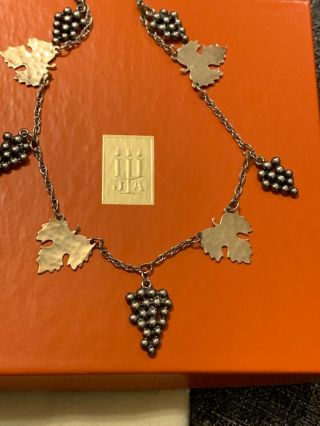 James Avery Rare Retired 14k Yellow Gold 925ss Grape Leaf Necklace 18 " Gift Box