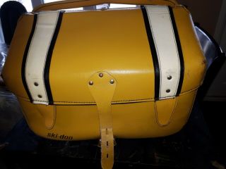 Vintage Ski Doo Leather Saddle Bag Sign Snowmobile Canada Yellow Pouch Travel