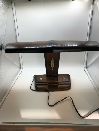 Vintage Moe Light Industrial Art Deco Brown Metal Desk Lamp Airplane Wing