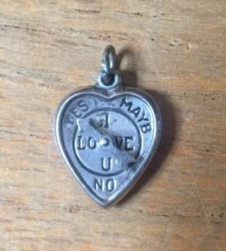 Vintage Sterling Silver Heart Charm Pendant I Love You Spinning Arrow Necklace