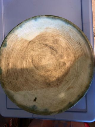Rare Newmccarty Pottery Large Round Jade Pattern Platter 14.  5” Round