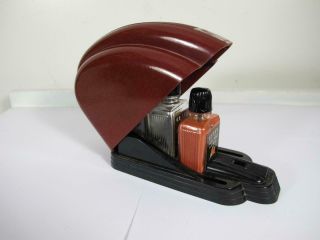 Vintage Art Deco Streamline Cutex Red Bakelite Case Box Set Signed Ge