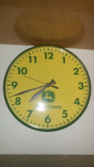 Vintage John Deere Wall Clock Rare Version Yellow And Green