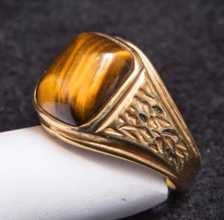 Vintage 18k Gold Plated Costume Jewelry Mens Ring Size 10 - 3/4 Tob