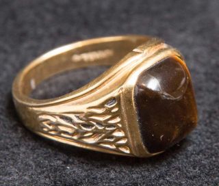 Vintage 18K Gold Plated Costume Jewelry Mens Ring Size 10 - 3/4 tob 3