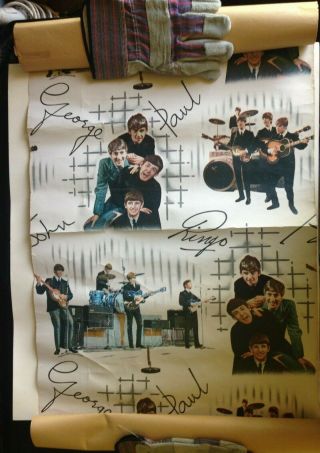 Vintage 1960s The Beatles Wallpaper 1 Full Panel/roll By Crown