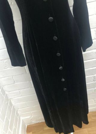 Vintage Laura Ashley Black Velvet Dress Size 8 10 Silk Blend Long Riding Jacket 3