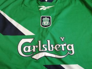 Vintage Reebok Liverpool Green Carlsberg Away Long Sleeve Shirt 99 - 00 Medium 2