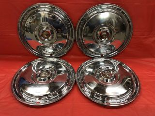 Vintage Set Of 4 1955–56 Ford 15 " Hubcaps Thunderbird Crown Victoria Fairlane