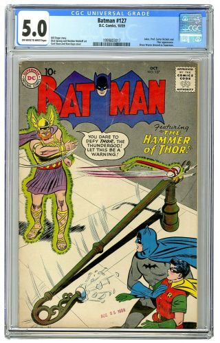 Batman 127 Cgc 5.  0 Vintage Dc Comic Detective Thundergod Thor Silver Age 10c