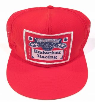 Vintage 1970s Nos Budweiser Racing A/b Trucker Snapback Hat Swingster Miusa