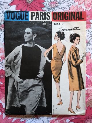 Vogue Paris Simonetta 1344 Sewing Pattern Vintage Dress 1960s