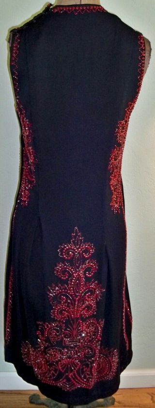 Vintage 20s - 30s ART DECO Navy Blue Dress w/ Red Beads,  Matching Jacket—Beautiful 2