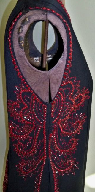 Vintage 20s - 30s ART DECO Navy Blue Dress w/ Red Beads,  Matching Jacket—Beautiful 6