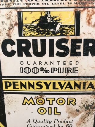 Vintage Cruiser Pure Pennsylvania Motor Oil 2 Gallon Can Advertising 2
