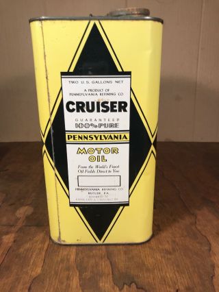 Vintage Cruiser Pure Pennsylvania Motor Oil 2 Gallon Can Advertising 3