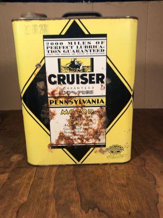 Vintage Cruiser Pure Pennsylvania Motor Oil 2 Gallon Can Advertising 4