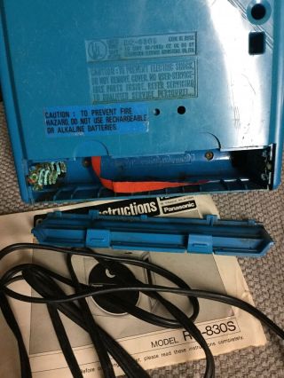 Vintage Blue Plunger Panasonic 8 Track Player RQ - 830S w Power Cord w Brady Bunch 5